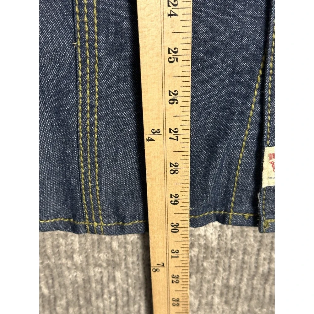 True Religion Shirt Mens M Blue Western Denim Pearl Snap 3 Needle .Made in USA